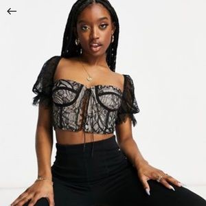 Parisian lace detail crop top